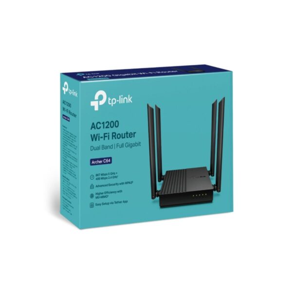 TP-LINK ARCHER C64 AC1200 DUAL BAND WIFI ROUTER