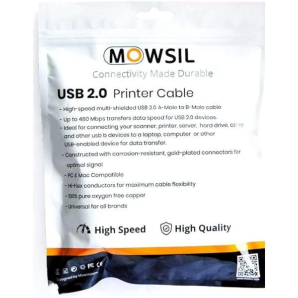 Mowsil USB 2.0 Printer Cable 1.8M